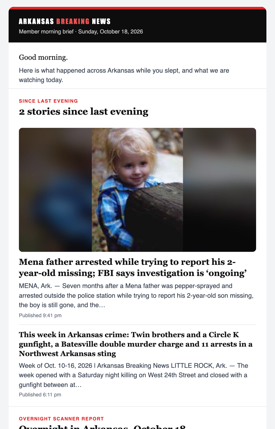 The member morning brief email