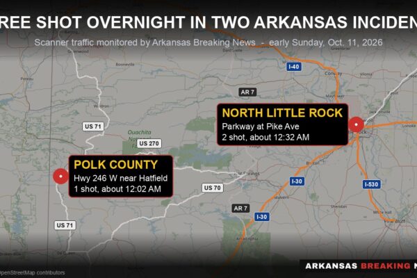 Three people shot overnight in separate incidents in North Little Rock and Polk County